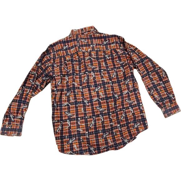 Vintage Bugle Boy Plaid Novelty Print Golf Button Down Shirt, 100% Cotton | XL - Picture 2 of 5